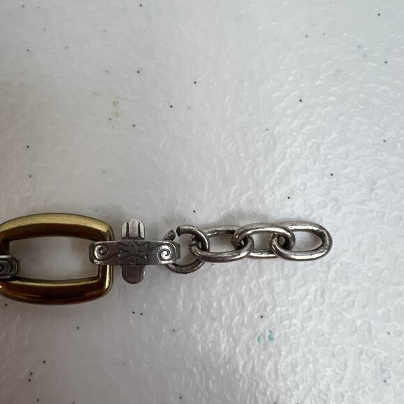 Vintage Brighton Charm Bracelet 2 Tone Links Heart Dangle 8” Long - Picture 6 of 13